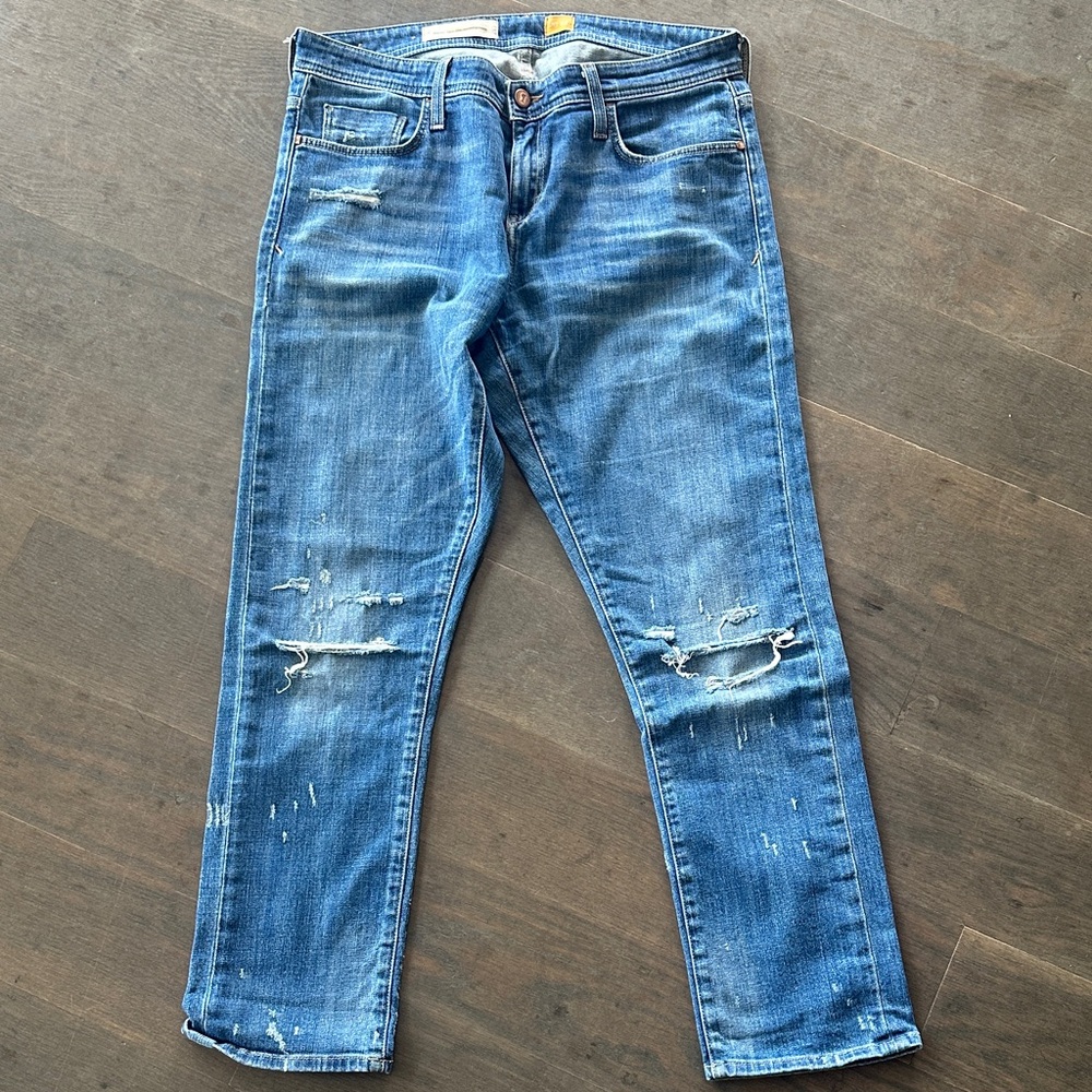 Pilcro and the Letterpress Blue Boyfriend Jeans